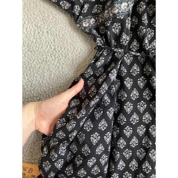 Old Navy Mini Dress 4x Boho Balloon Long Sleeve Baby Doll Belted Black Beach - Picture 6 of 16